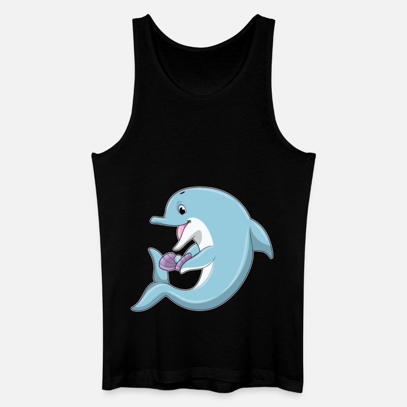 Delfin mit Perle - Männer Bio Tank Top - Schwarz