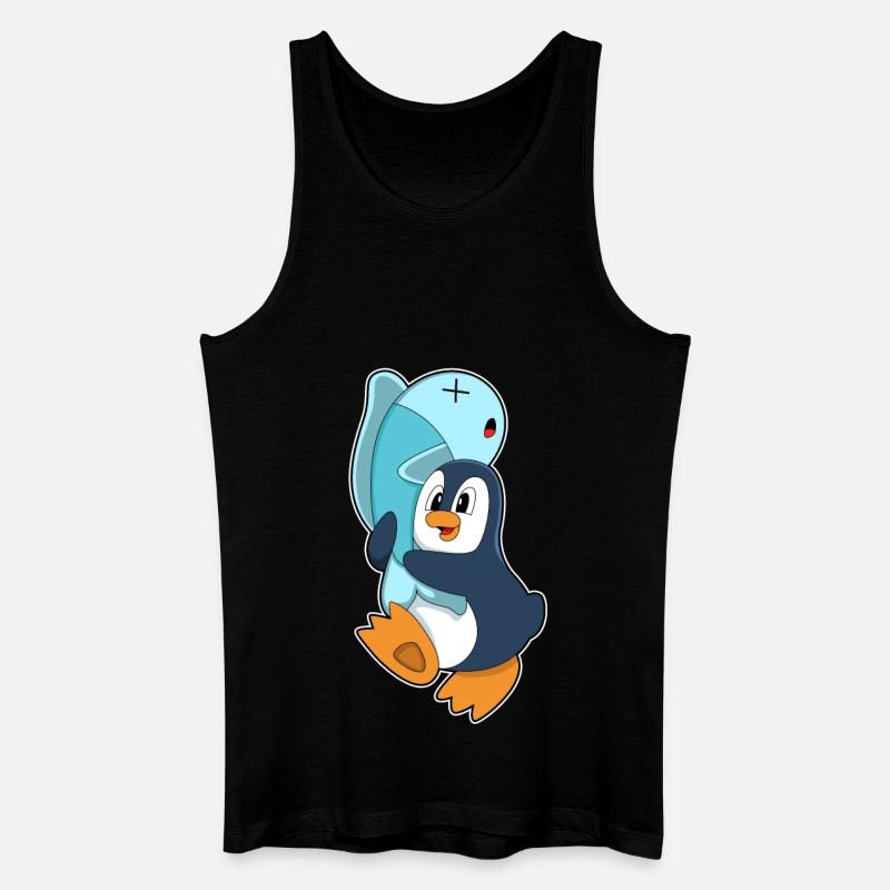 Pingouin avec du poisson - Débardeur bio Homme - noir