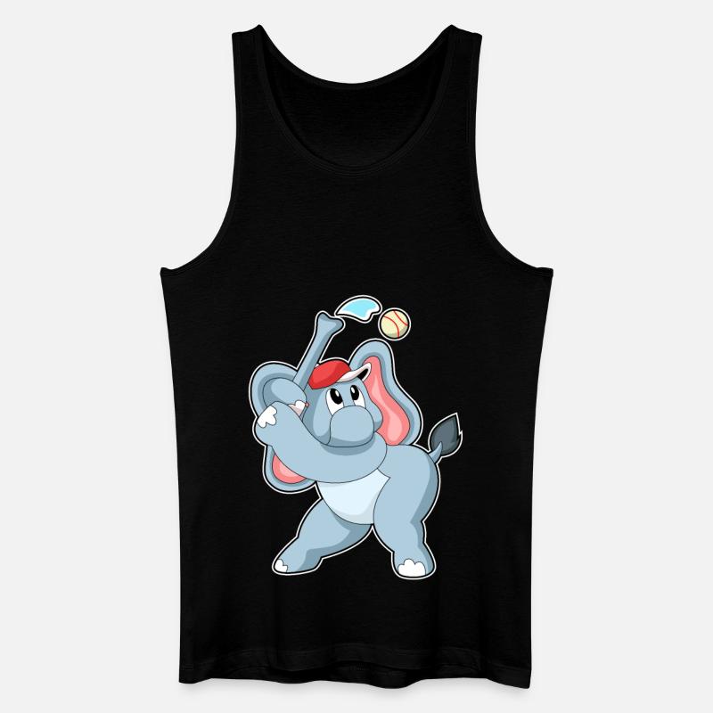 Elefant beim Baseball - Männer Bio Tank Top - Schwarz