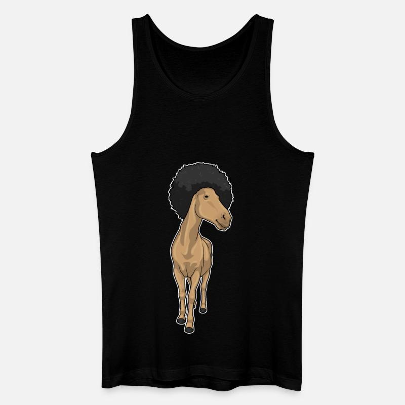Pferd Afro - Männer Bio Tank Top - Schwarz