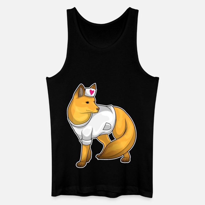 Fuchs Krankenschwester Herz - Männer Bio Tank Top - Schwarz