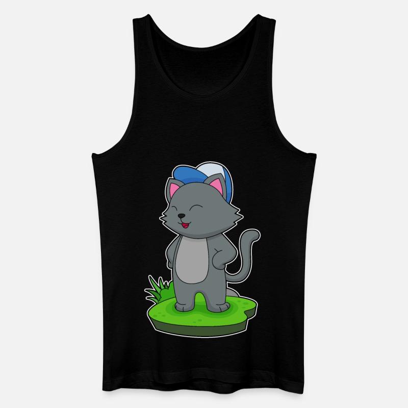 Katze Cap - Männer Bio Tank Top - Schwarz
