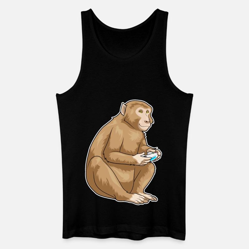 Affe Gamer Controller - Männer Bio Tank Top - Schwarz