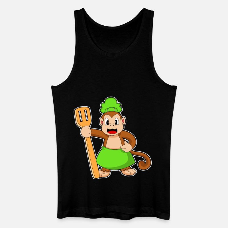 Affe Koch Pfannenwender - Männer Bio Tank Top - Schwarz