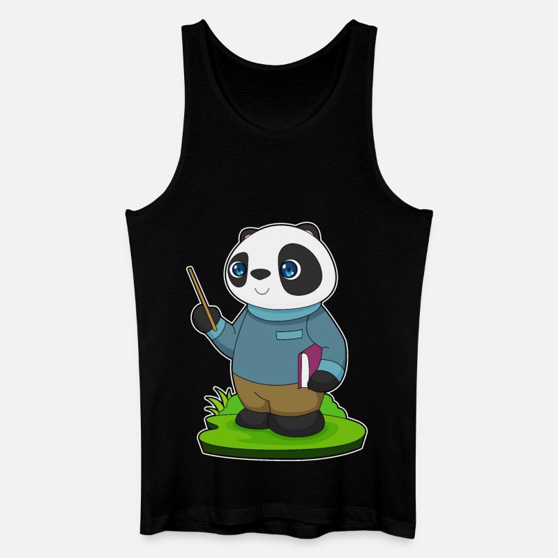 Panda Lehrer Pointer - Männer Bio Tank Top - Schwarz