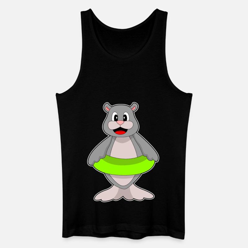 Seehund Schwimmen Rettungsring - Männer Bio Tank Top - Schwarz