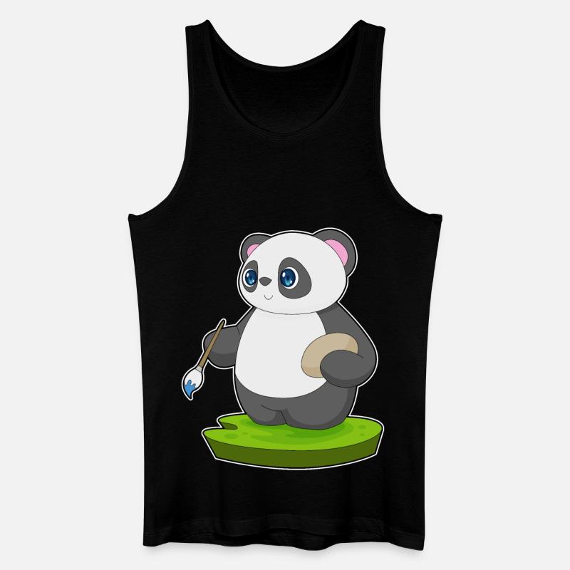 Panda Malen Pinsel - Männer Bio Tank Top - Schwarz