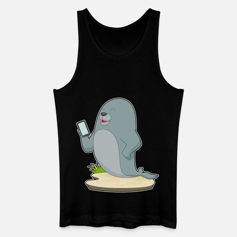 Seehund Handy - Männer Bio Tank Top - Schwarz