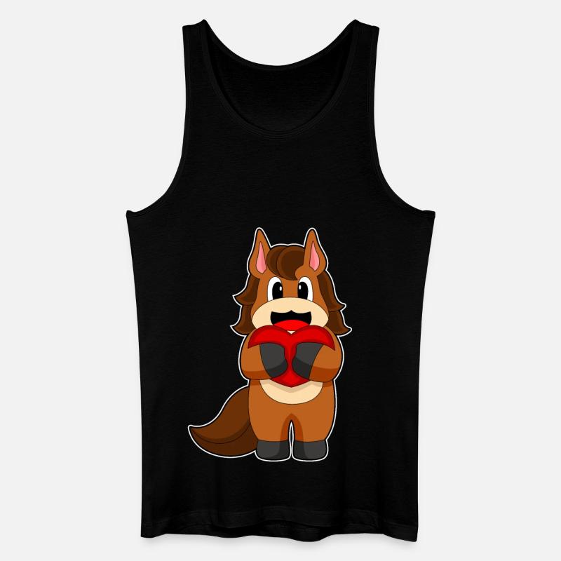 Pferd Herz - Männer Bio Tank Top - Schwarz
