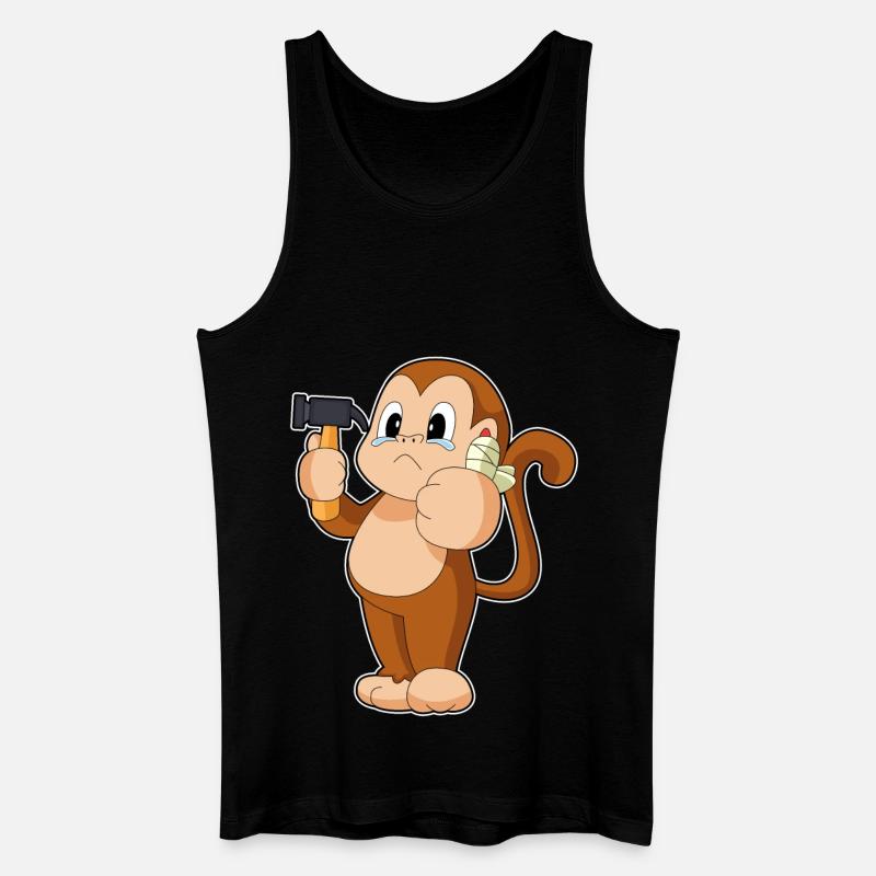 Affe Handwerker Hammer - Männer Bio Tank Top - Schwarz