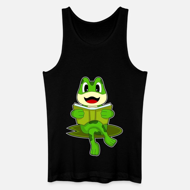 Frosch Nerd Buch - Männer Bio Tank Top - Schwarz