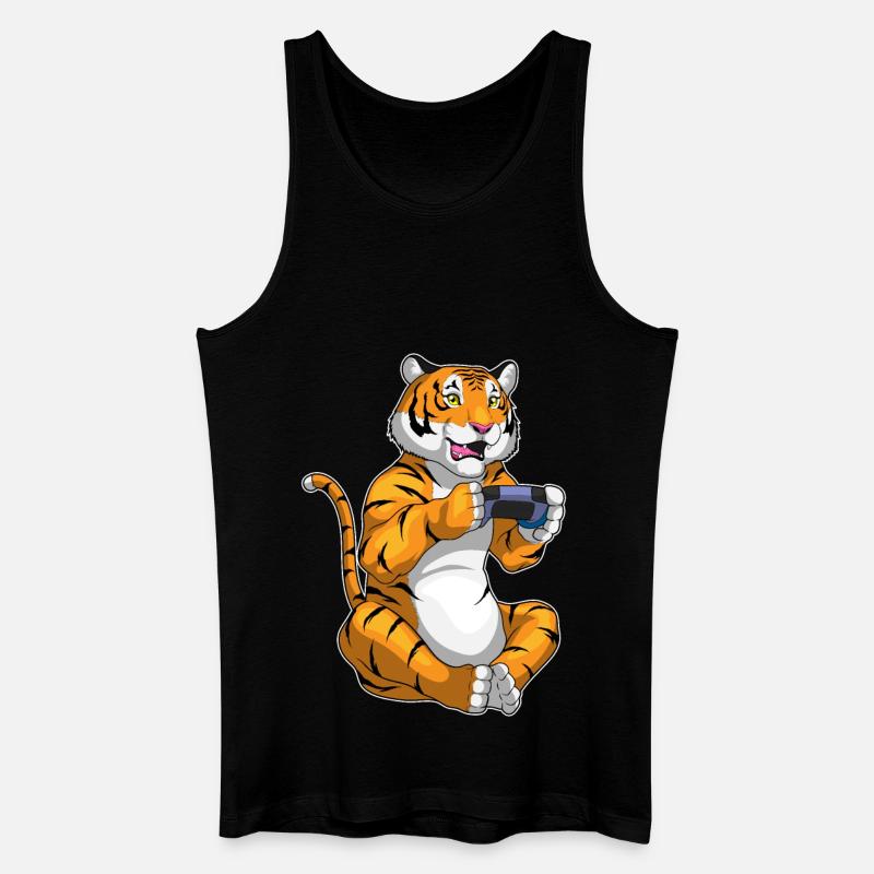 Tiger Gamer Controller - Männer Bio Tank Top - Schwarz