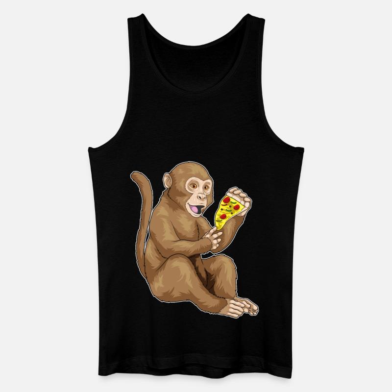 Affe Pizza - Männer Bio Tank Top - Schwarz