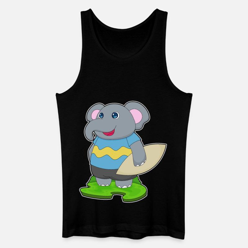 Elefant surfer surfebrett - Økologisk singlet for menn - svart