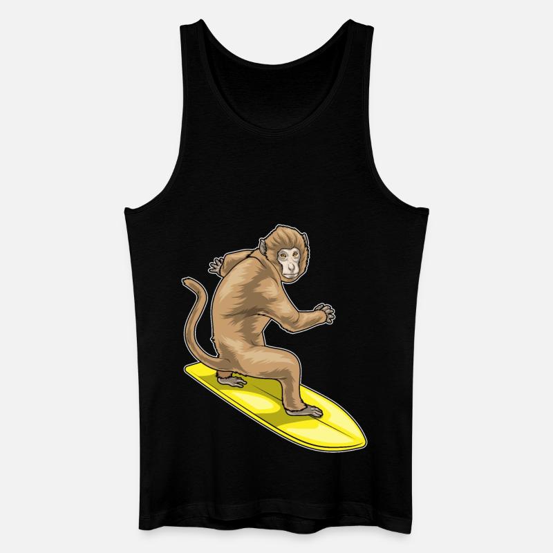 Monkey Surfer Surfboard - Men’s Organic Tank Top - black