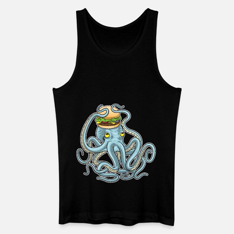 Krake Cheeseburger - Männer Bio Tank Top - Schwarz