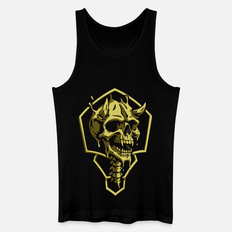 Goldener geometrischer Schädel - Männer Bio Tank Top - Schwarz