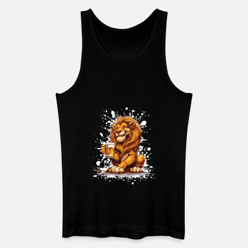 Löwe Bier Lustig - Männer Bio Tank Top - Schwarz