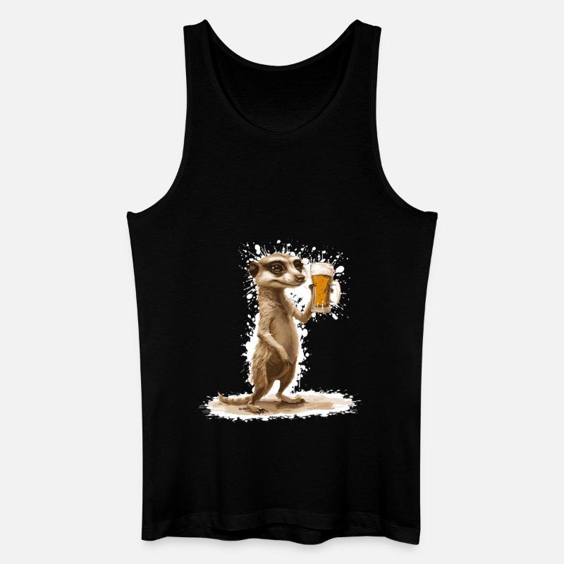 Erdmännchen Bier Lustig - Männer Bio Tank Top - Schwarz