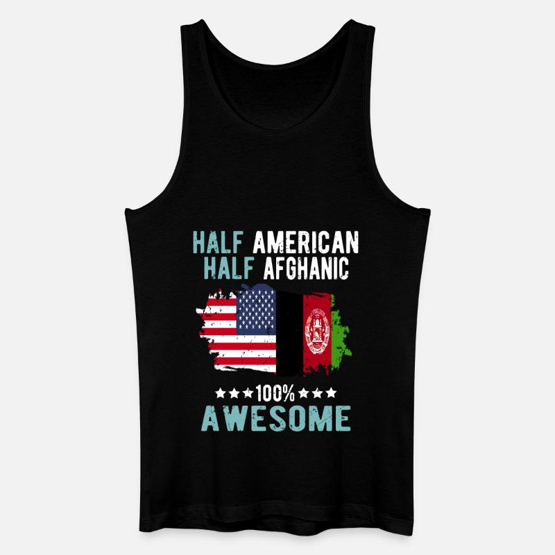 Halb Amerikaner Halb Afghane - Männer Bio Tank Top - Schwarz