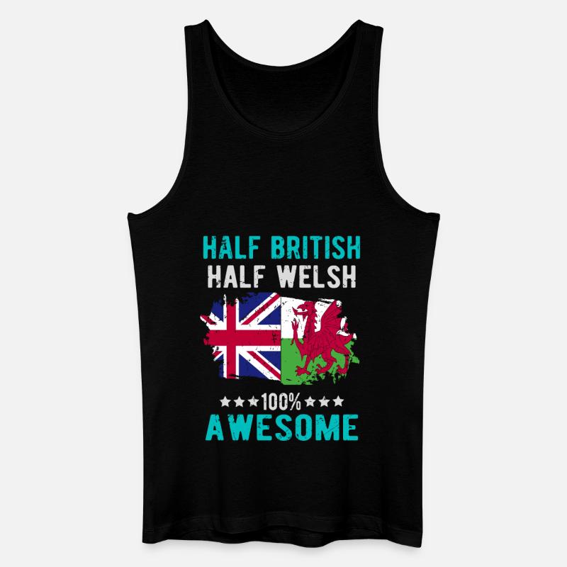 Halb Brite Halb Waliser - Männer Bio Tank Top - Schwarz