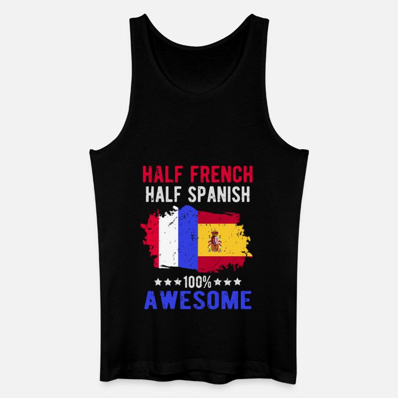 Halb Franzose Halb Spanier - Männer Bio Tank Top - Schwarz