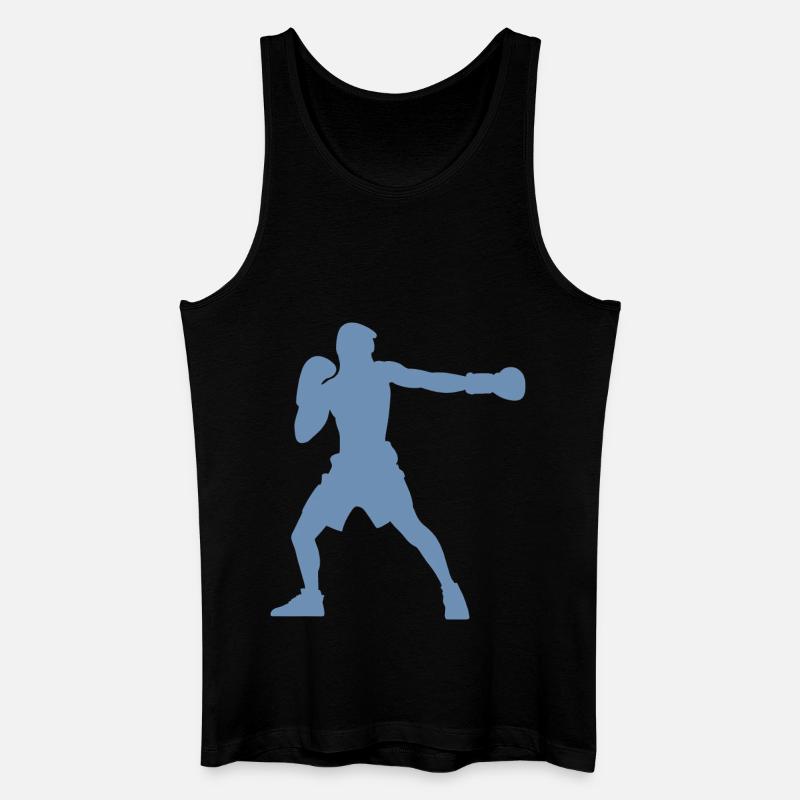Boxer-Silhouette, Lebendiges Boxsport-Design - Männer Bio Tank Top - Schwarz