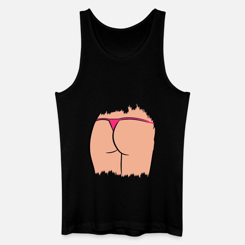 Femme cul drôle avec string - Débardeur bio Homme - noir