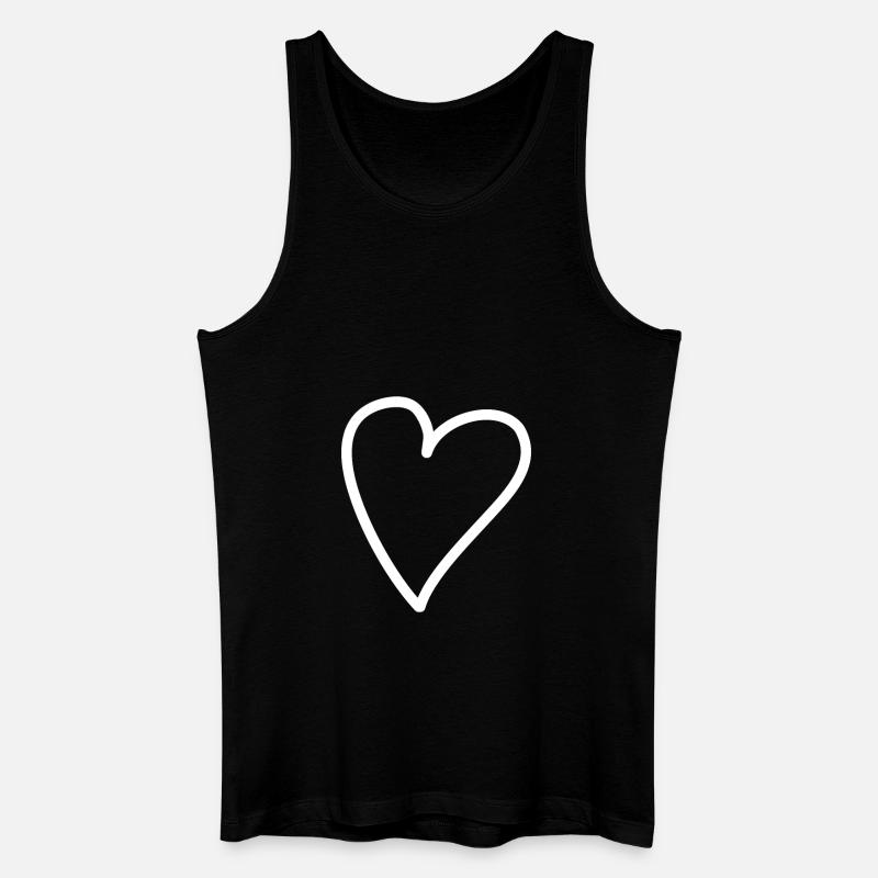 Herz Freihand weiß - Männer Bio Tank Top - Schwarz