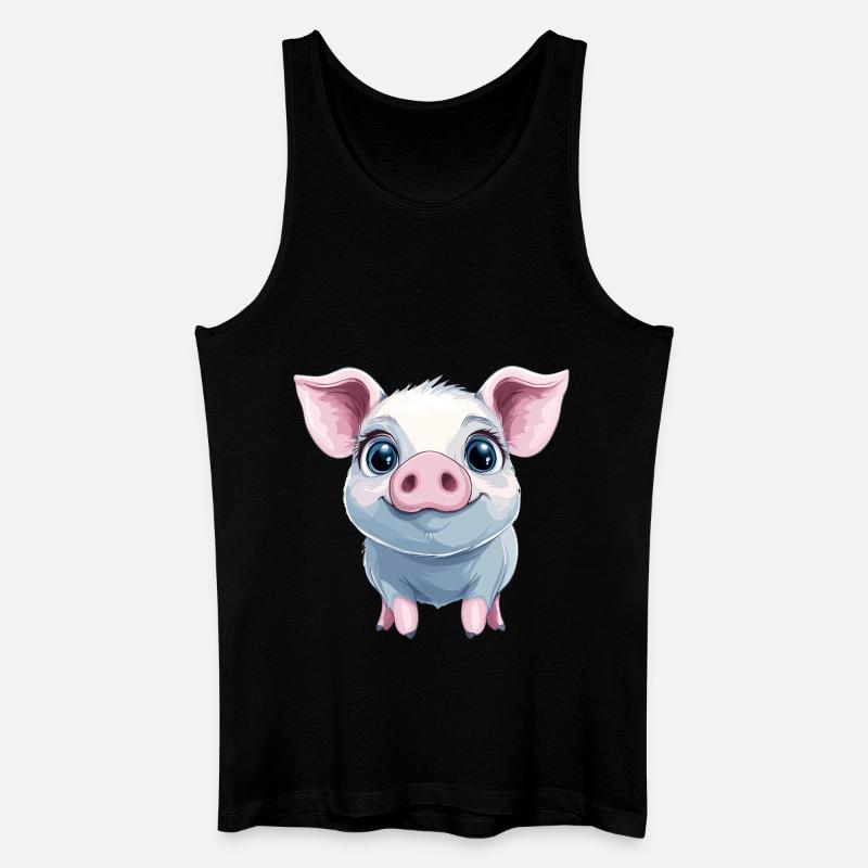 Glückliches rosa Schweinchen - Männer Bio Tank Top - Schwarz