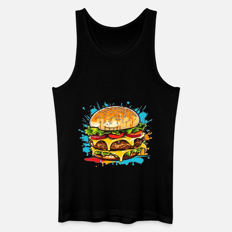 Cheeseburger Splash - Männer Bio Tank Top - Schwarz