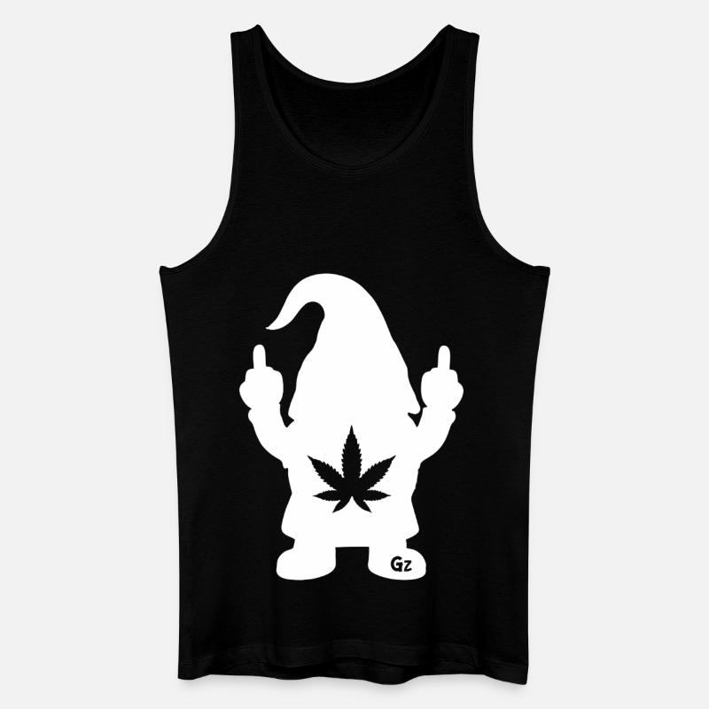 Frecher Zwerg mit Hanfblatt - Männer Bio Tank Top - Schwarz