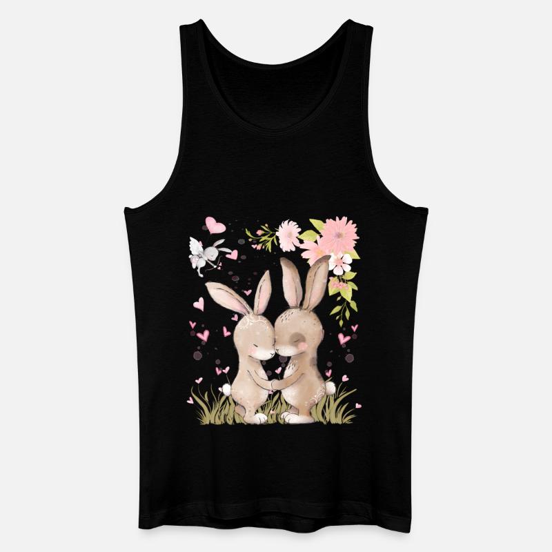 Verliebte Hasen mit Herzen - Männer Bio Tank Top - Schwarz