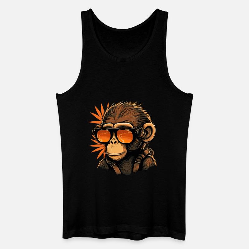 Cooler Affe mit Sonnenbrille - Männer Bio Tank Top - Schwarz