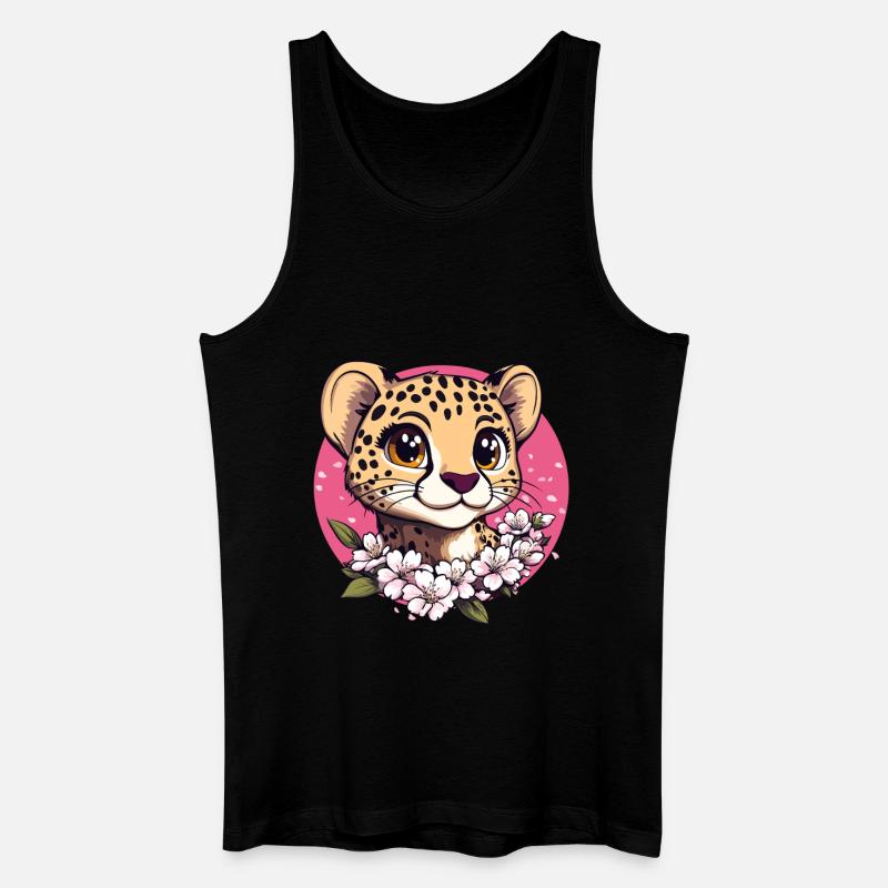 Gepard mit Kirschblüten - Männer Bio Tank Top - Schwarz