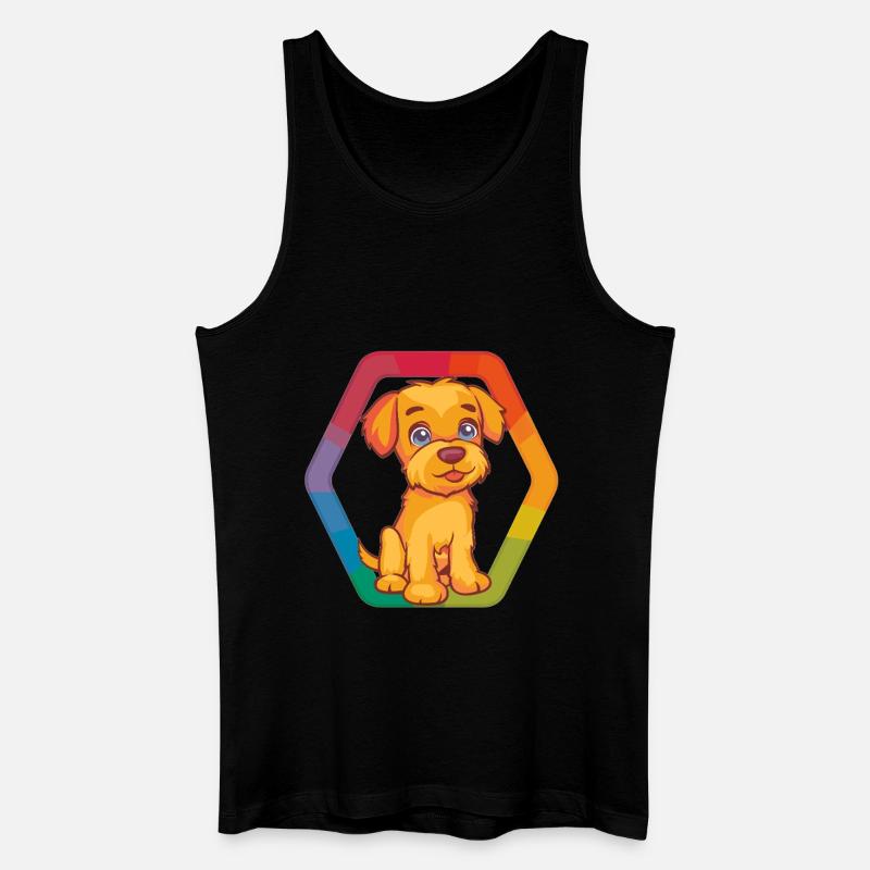 Bunter Hund mit Regenbogenrahmen - Männer Bio Tank Top - Schwarz