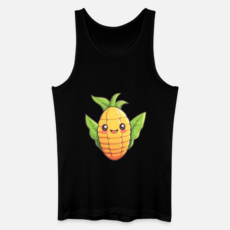 Fröhlicher Mais Comic-Stil - Männer Bio Tank Top - Schwarz
