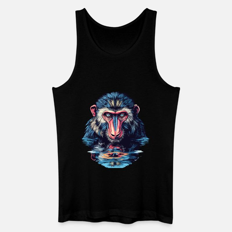 Mandrill im Wasserblick - Männer Bio Tank Top - Schwarz