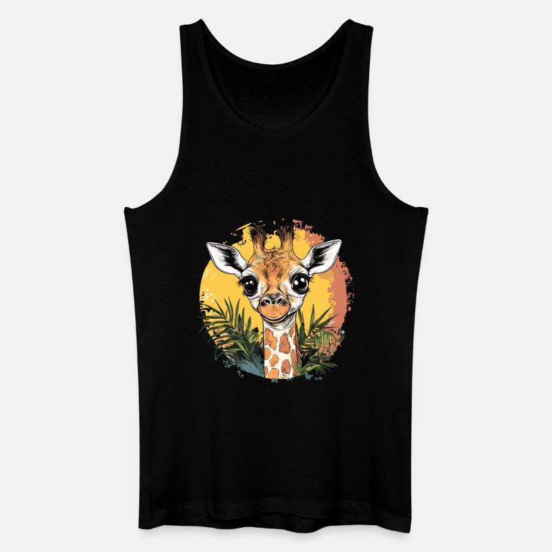 Neugierige Giraffe Illustration - Männer Bio Tank Top - Schwarz