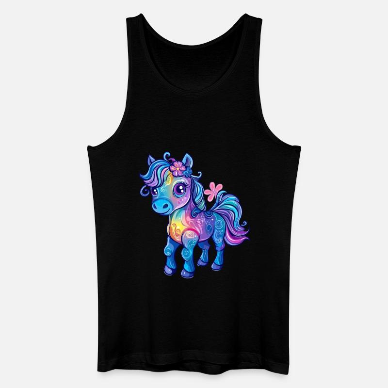 Regenbogen-Pony - Männer Bio Tank Top - Schwarz