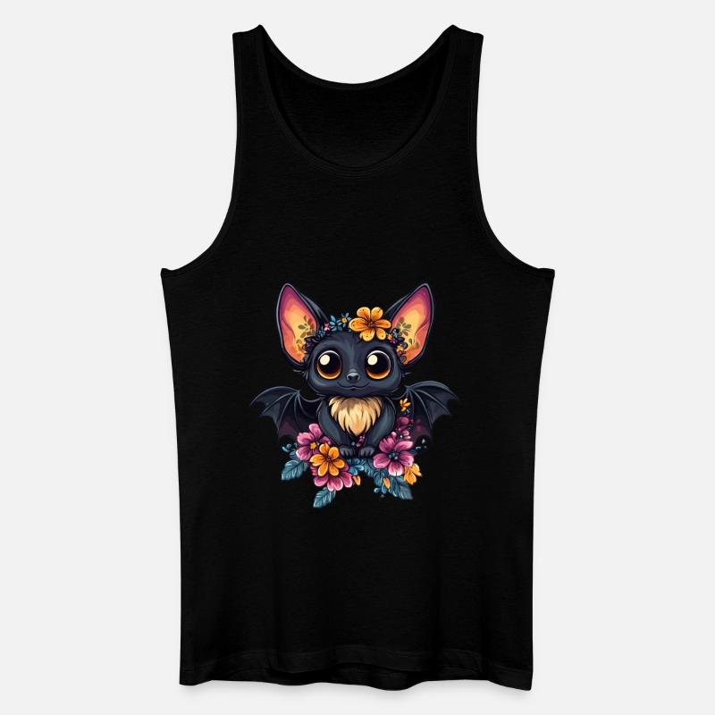 Fledermaus mit Blumenkranz - Männer Bio Tank Top - Schwarz