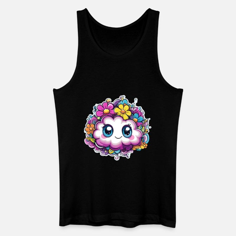Fröhliche Blumenwolke - Männer Bio Tank Top - Schwarz