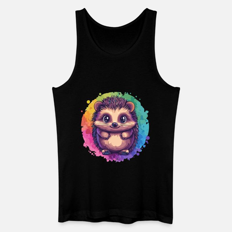 Bunter Igel vor Regenbogen - Männer Bio Tank Top - Schwarz