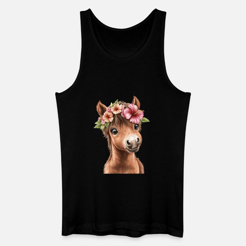 Flower pony with wreath - Men’s Organic Tank Top - black