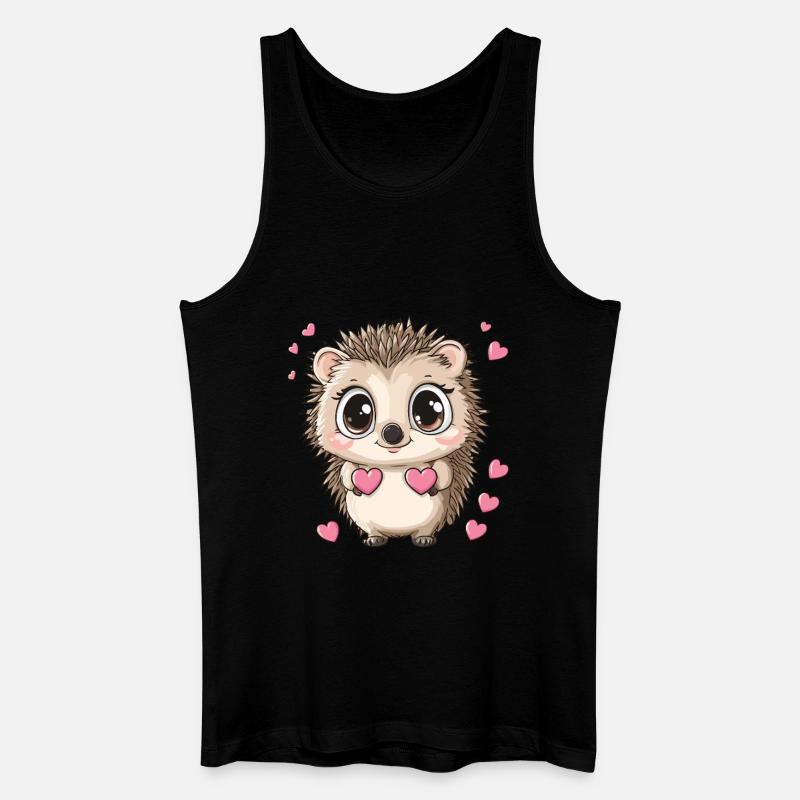 Igel mit Herzen - Männer Bio Tank Top - Schwarz