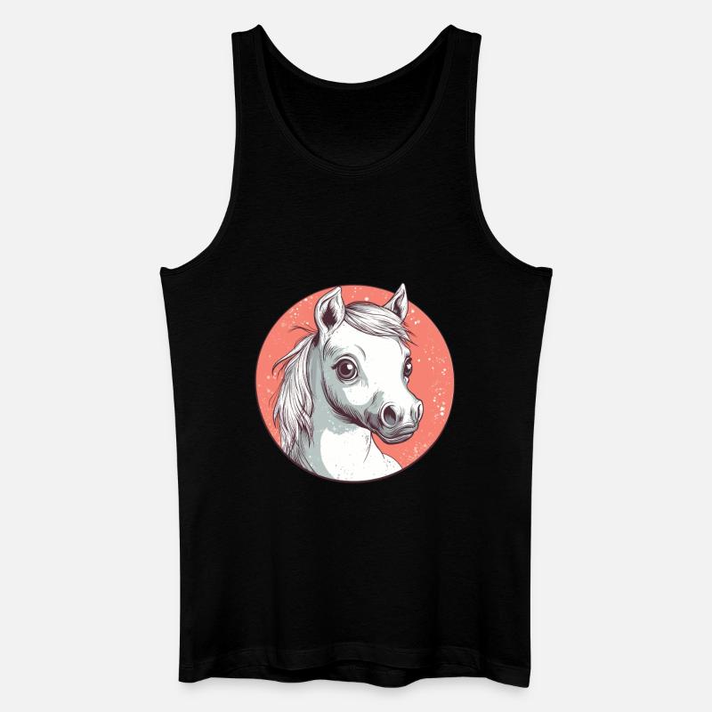 Weißes Pony mit Blick - Männer Bio Tank Top - Schwarz