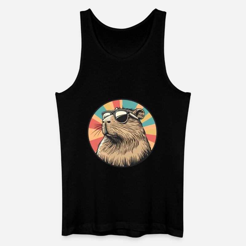 Retro Capybara Coolness - Männer Bio Tank Top - Schwarz