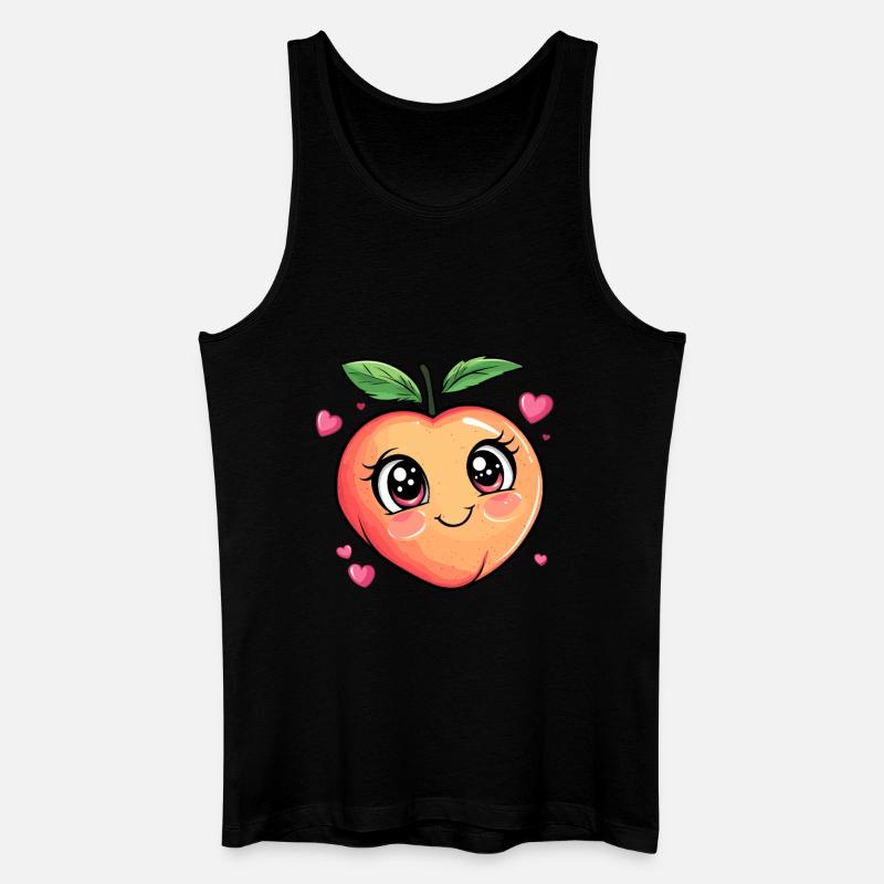 Pfirsich mit Herzchen - Männer Bio Tank Top - Schwarz