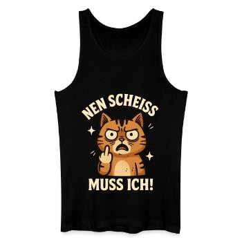 Mittelfinger Katze Mieze - Männer Bio Tank Top - Schwarz - Vorne