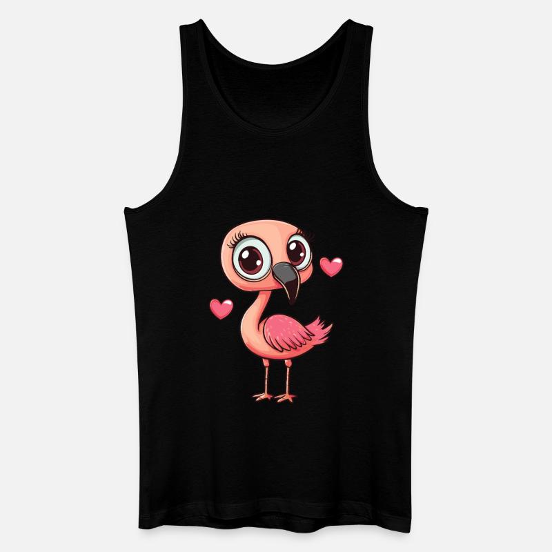 Flamingo mit Herz - Männer Bio Tank Top - Schwarz